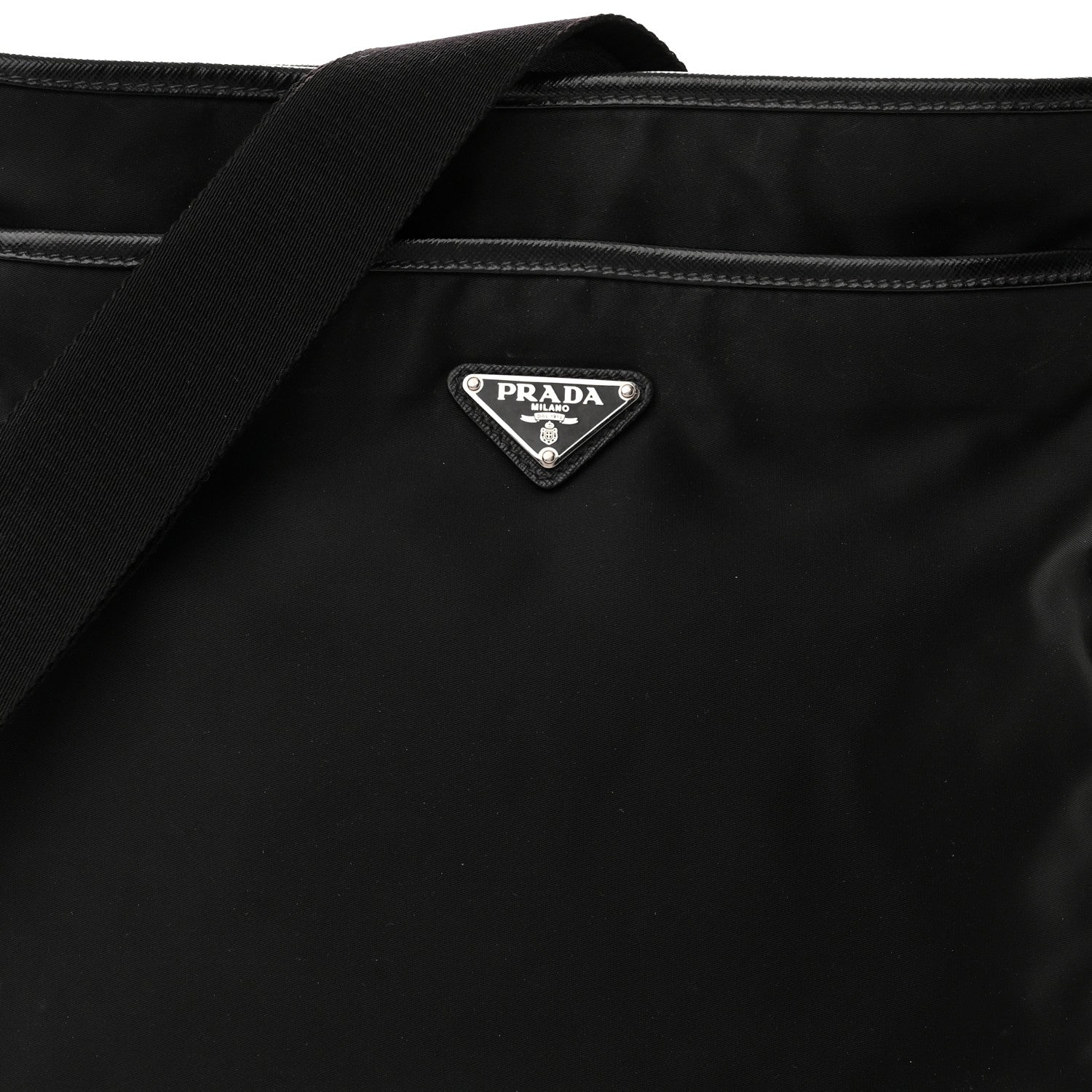 Prada Nylon Flat Messenger Bag Black 7 of 9