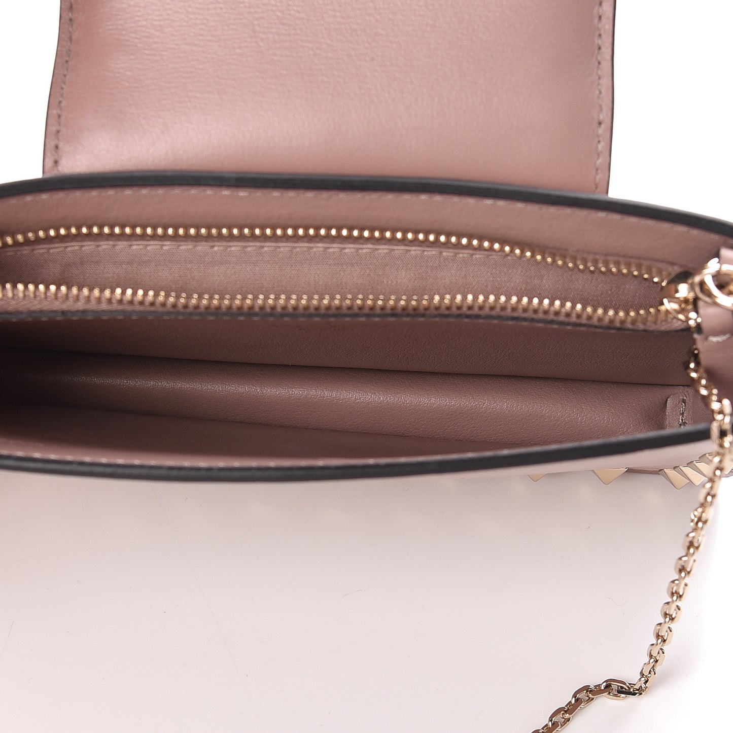 Calfskin Rockstud Phone Case With Chain Poudre