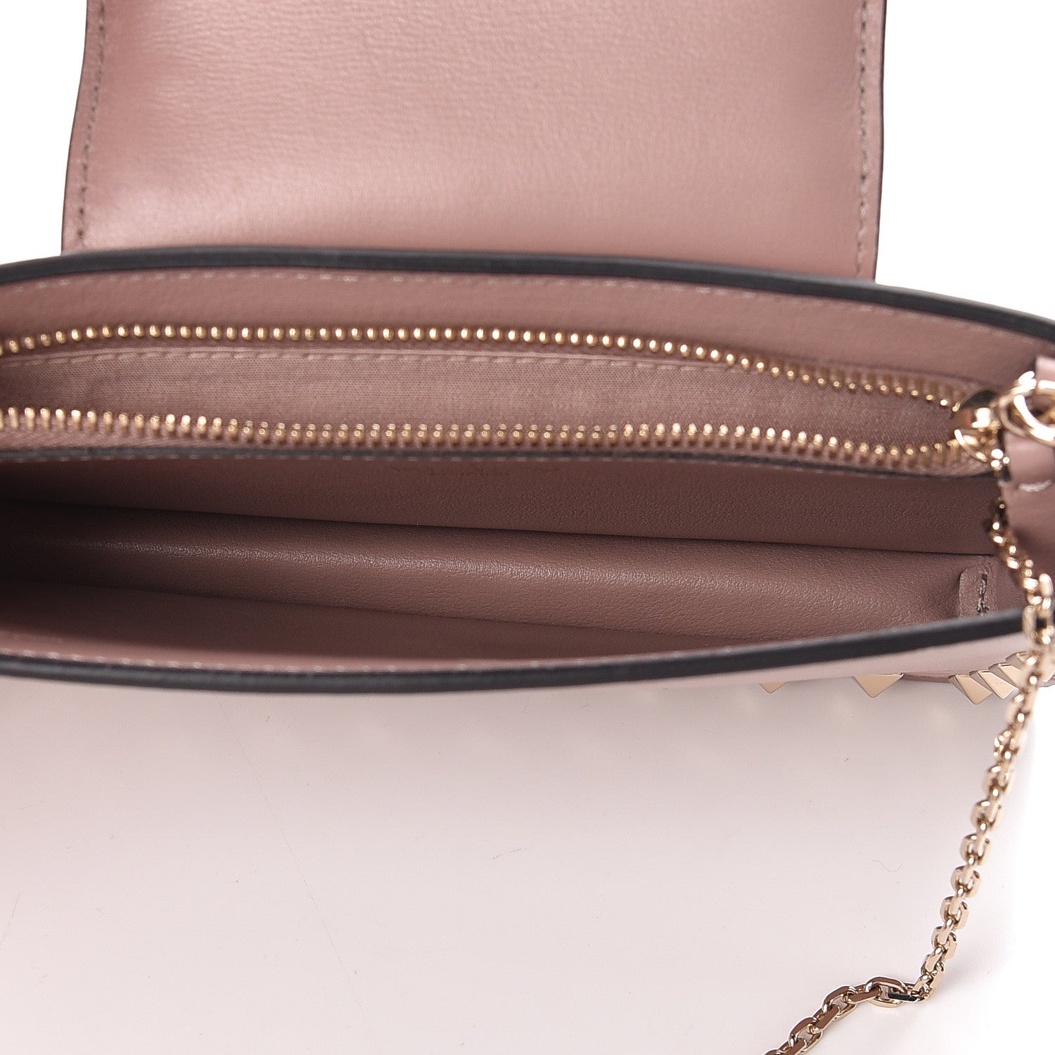 Valentino Garavani Calfskin Rockstud Phone Case With Chain Poudre 6 of 9