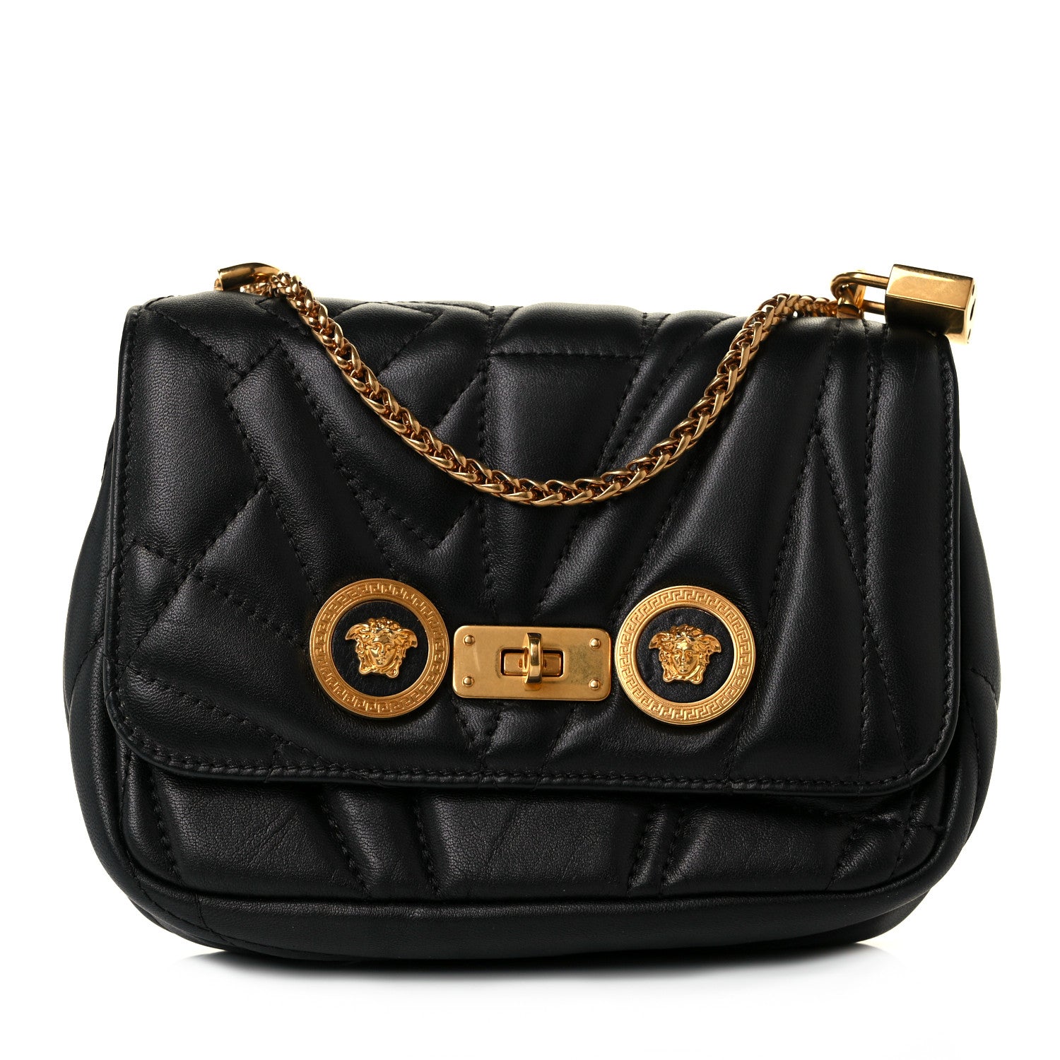 Versace Nappa Quilted Icon Small Crossbody Bag Black 1 of 8