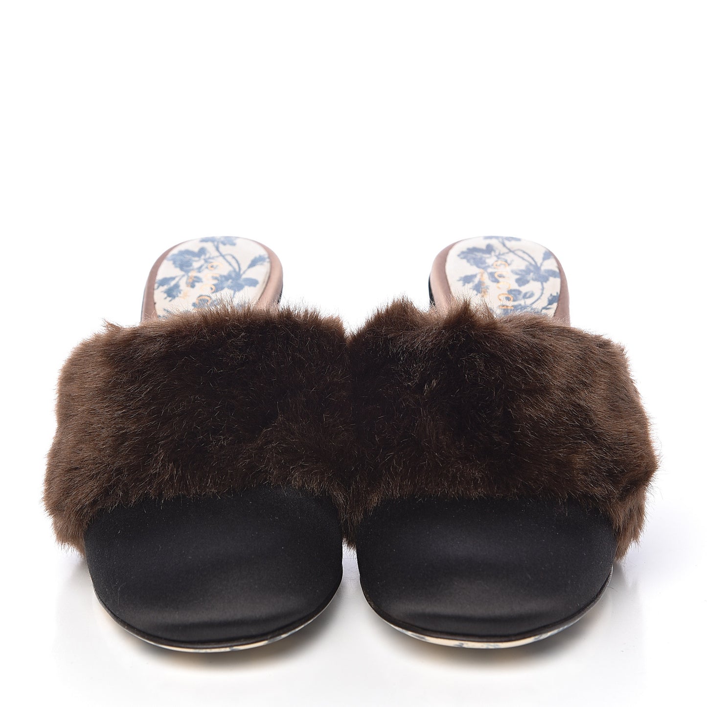 Mink Silk Satin Crystal Candy Mules 35.5 Scan Brown Black