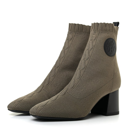 Hermes Knit Calfskin Volver 60 Ankle Boots 36.5 Vert Sapin 3 of 8