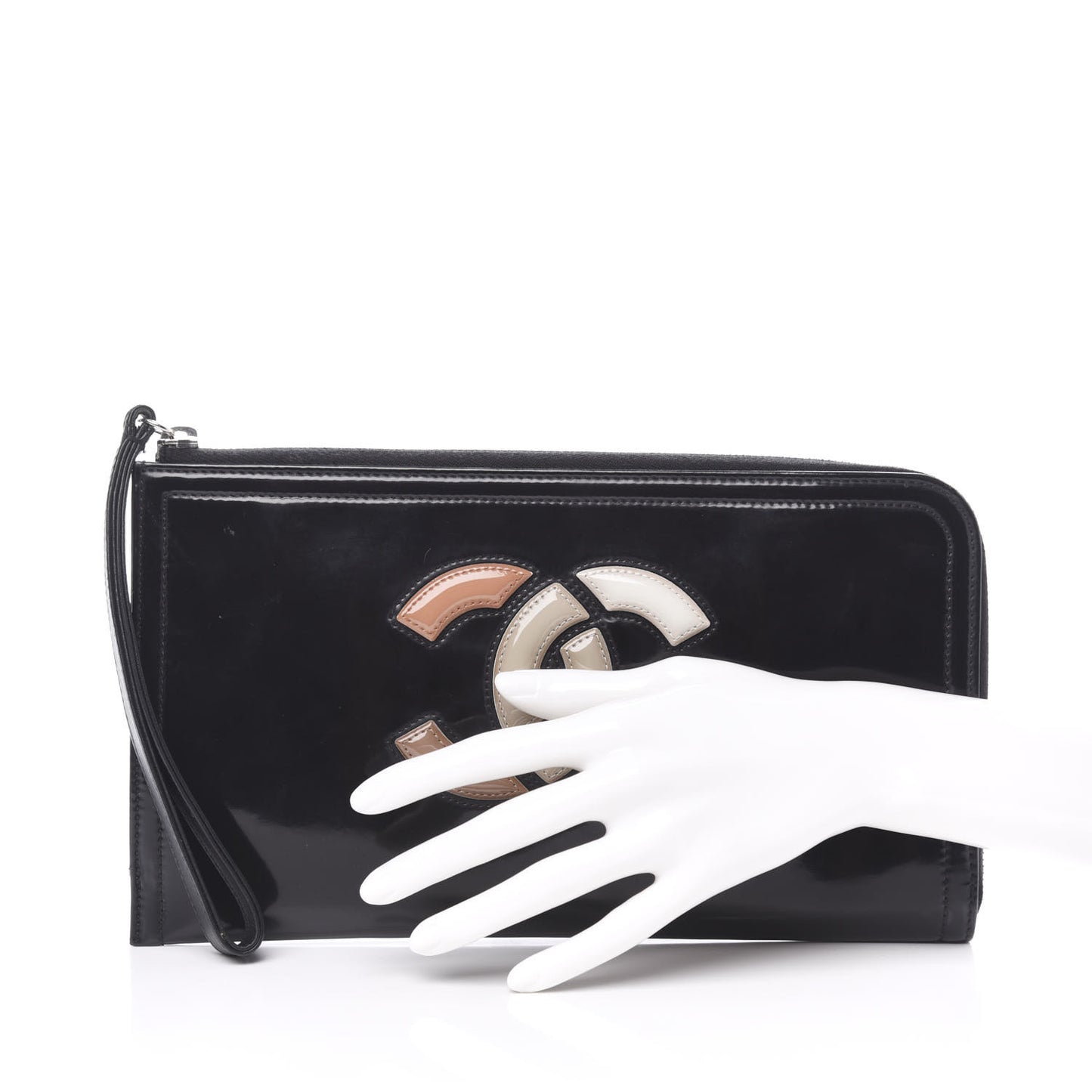 Vinyl Patent Lipstick Wristlet Wallet Black