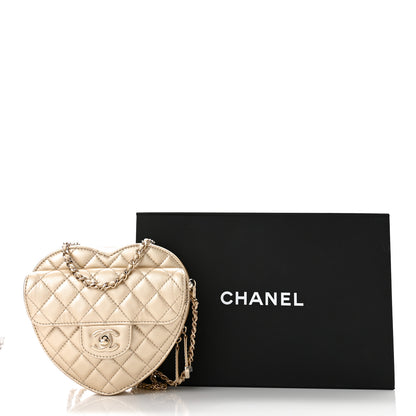 Chanel Metallic Lambskin Quilted CC In Love Heart Bag Gold 11 of 11
