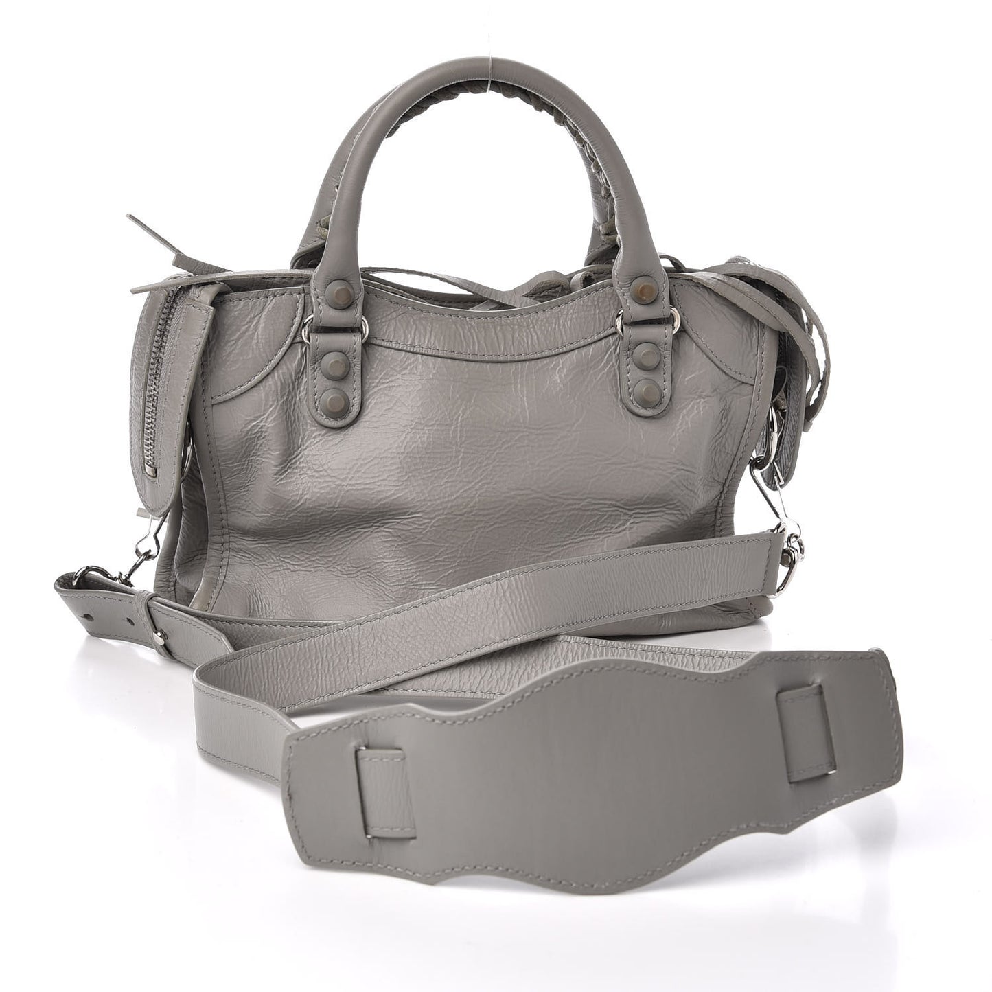 Matte Goatskin Rubber Covered Classic Hardware Mini City Gris Glace