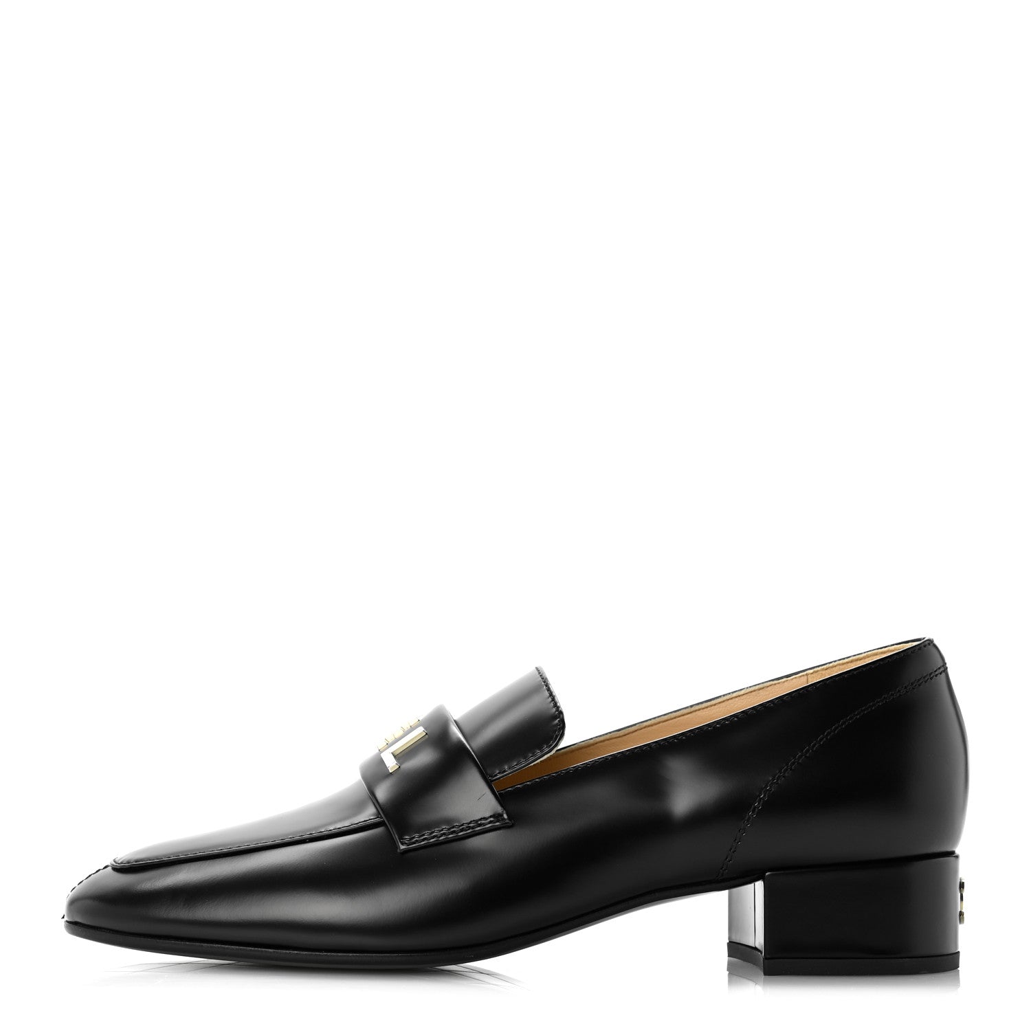 Chanel Shiny Calfskin Logo Loafers 39 Black 1 of 9