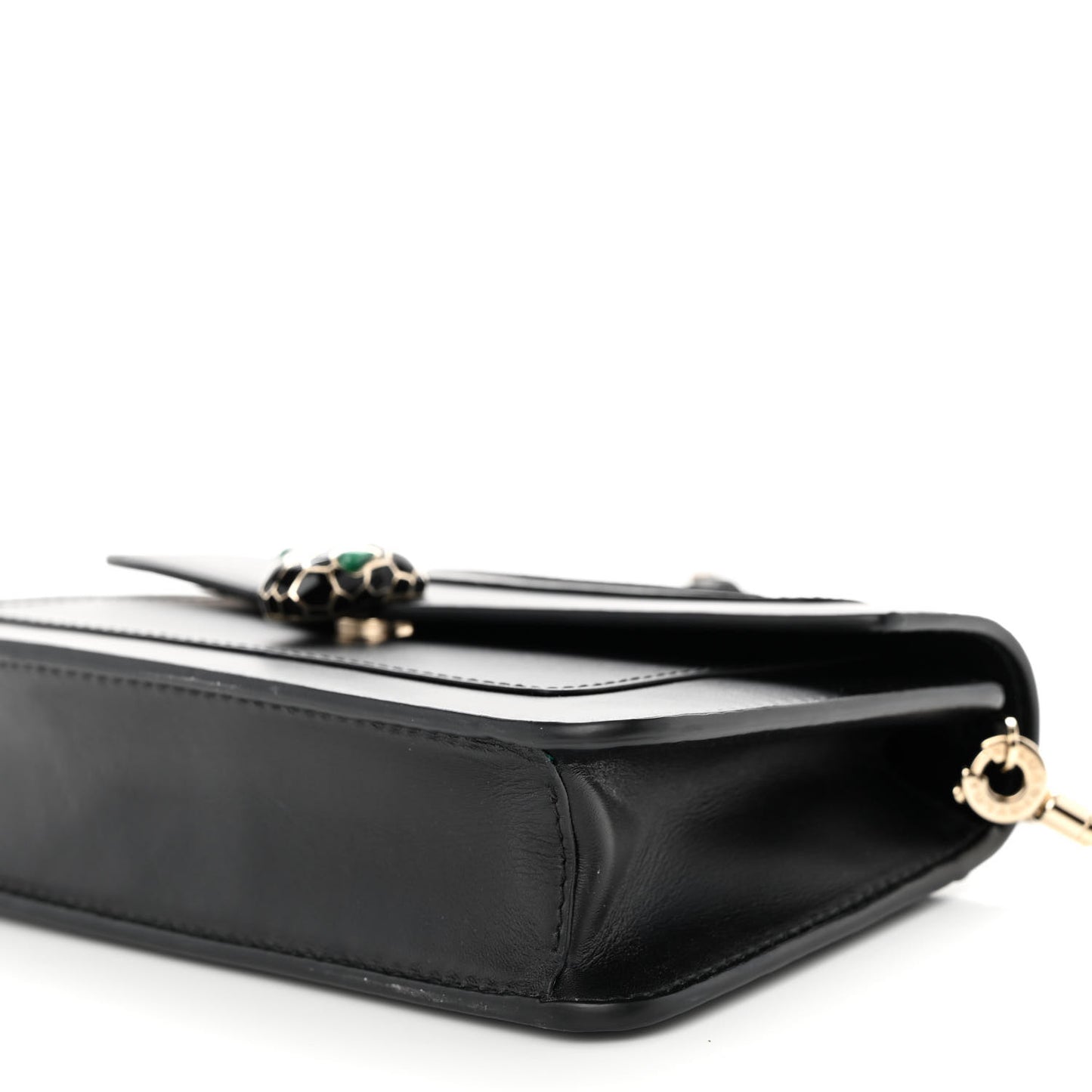 Calfskin Serpenti Forever Chain Wallet Black
