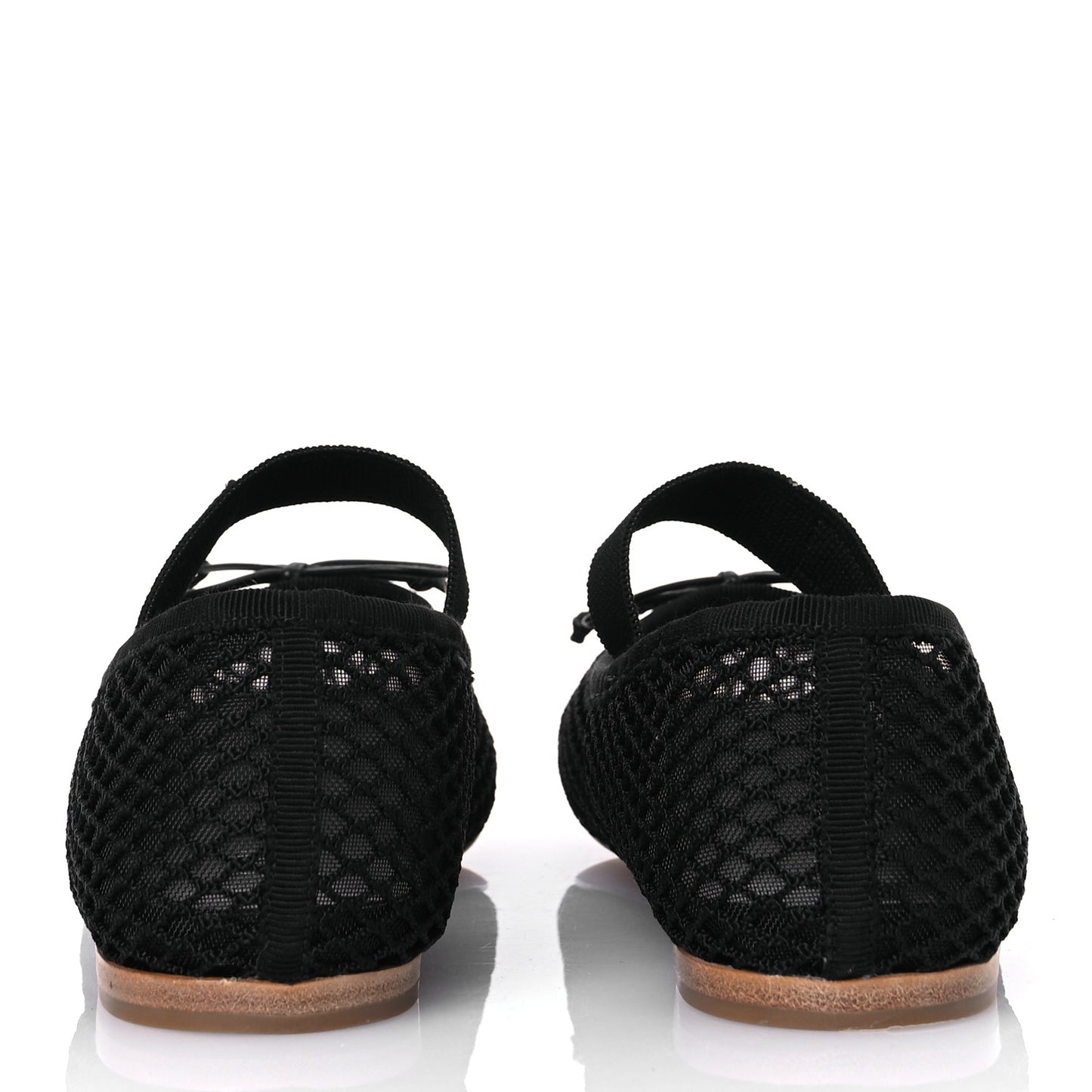 Mesh Fabric Ballerina Flats 36 Black