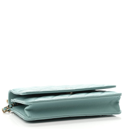 Chanel Caviar Quilted Wallet On Chain WOC Light Blue 3 of 4