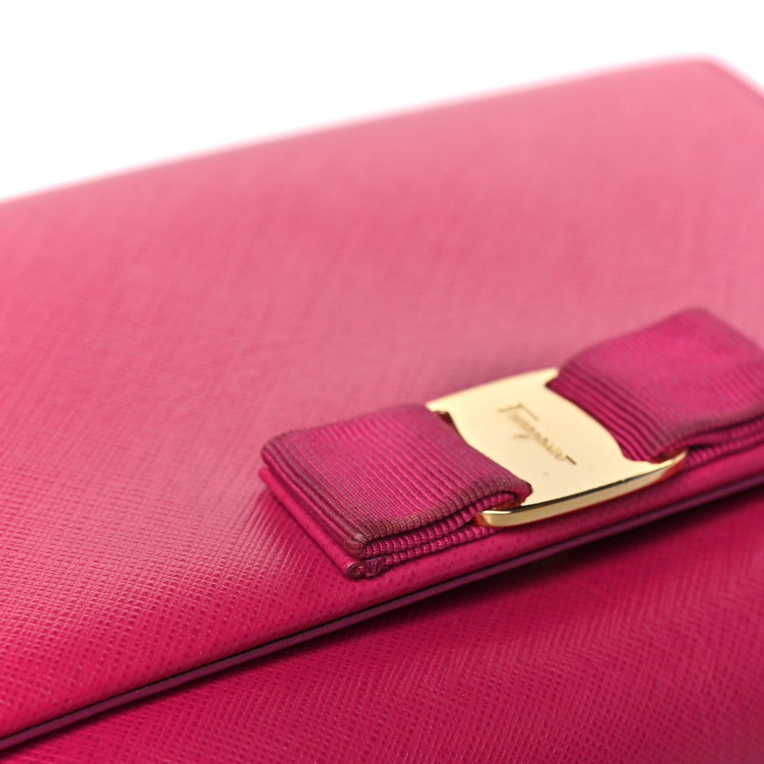 Salvatore Ferragamo Hammered Calfskin Mini Miss Vara Bow Chain Bag Pink 9 of 9