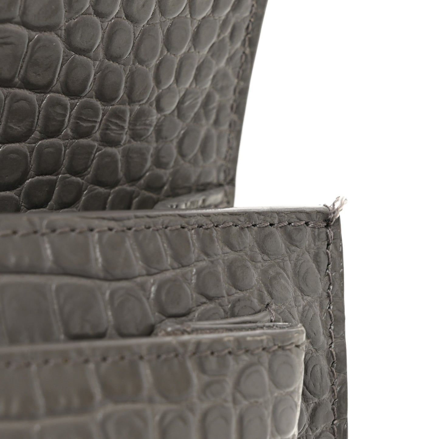 Calfskin Crocodile Embossed Medium Monogram Sunset Fog