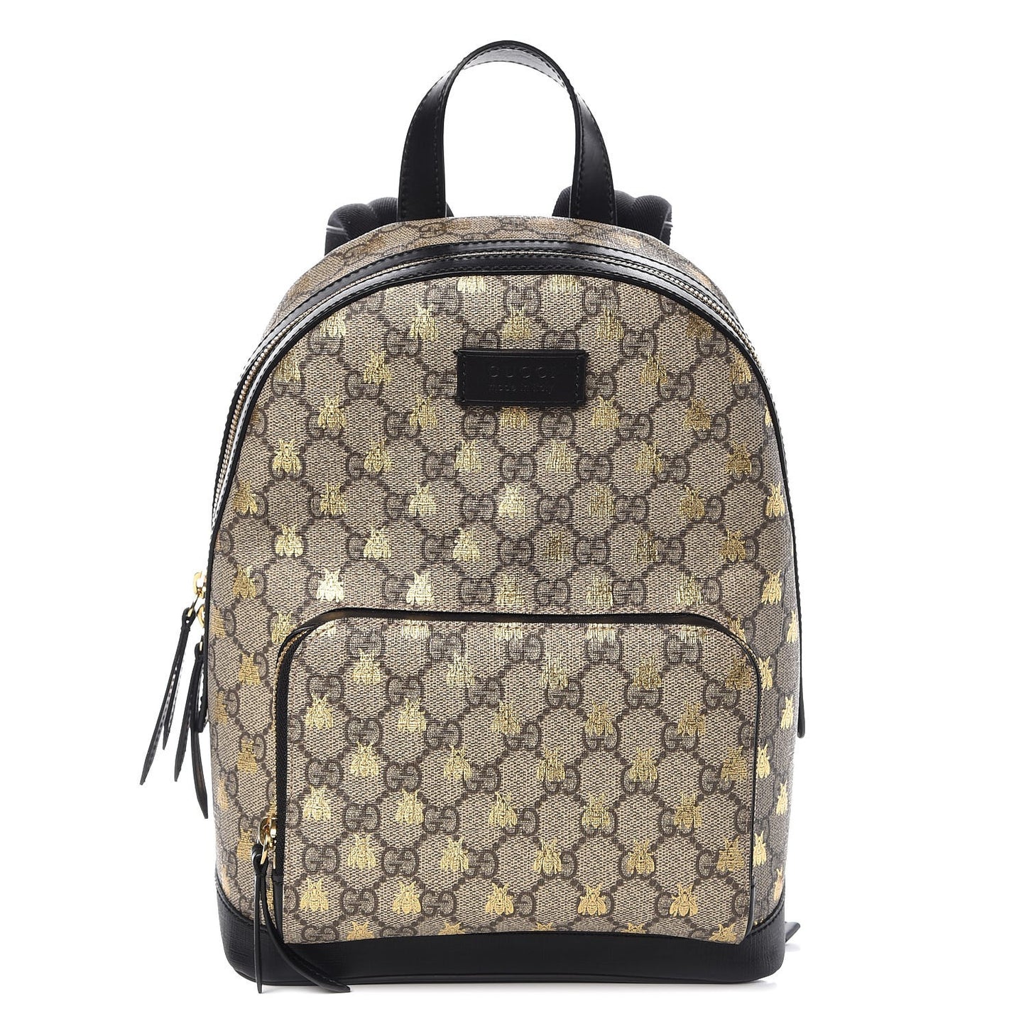 GG Supreme Monogram Bees Print Small Day Backpack Beige Oro Black