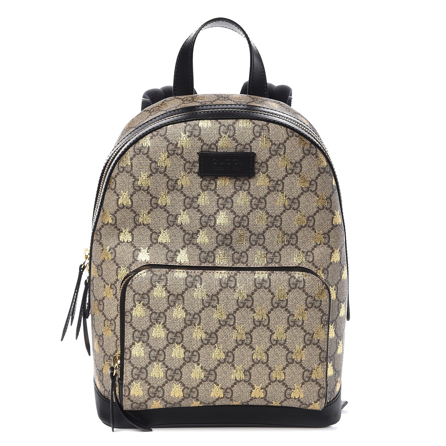 Gucci GG Supreme Monogram Bees Print Small Day Backpack Beige Oro Black 1 of 9