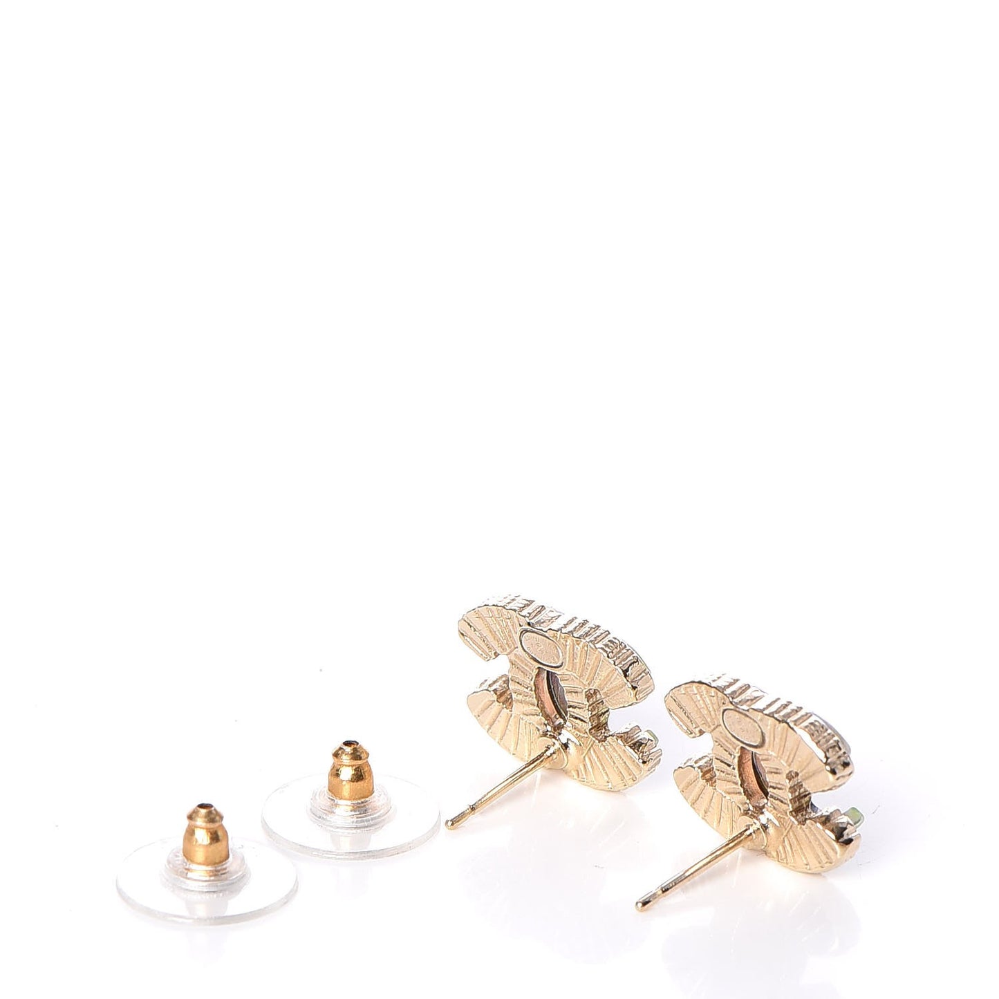 Enamel Rainbow CC Earrings Gold Multicolor