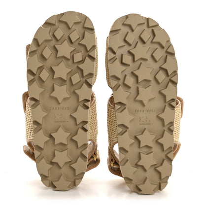 Miu Miu Raffia Sporty Sandals 38 Naturale 6 of 8