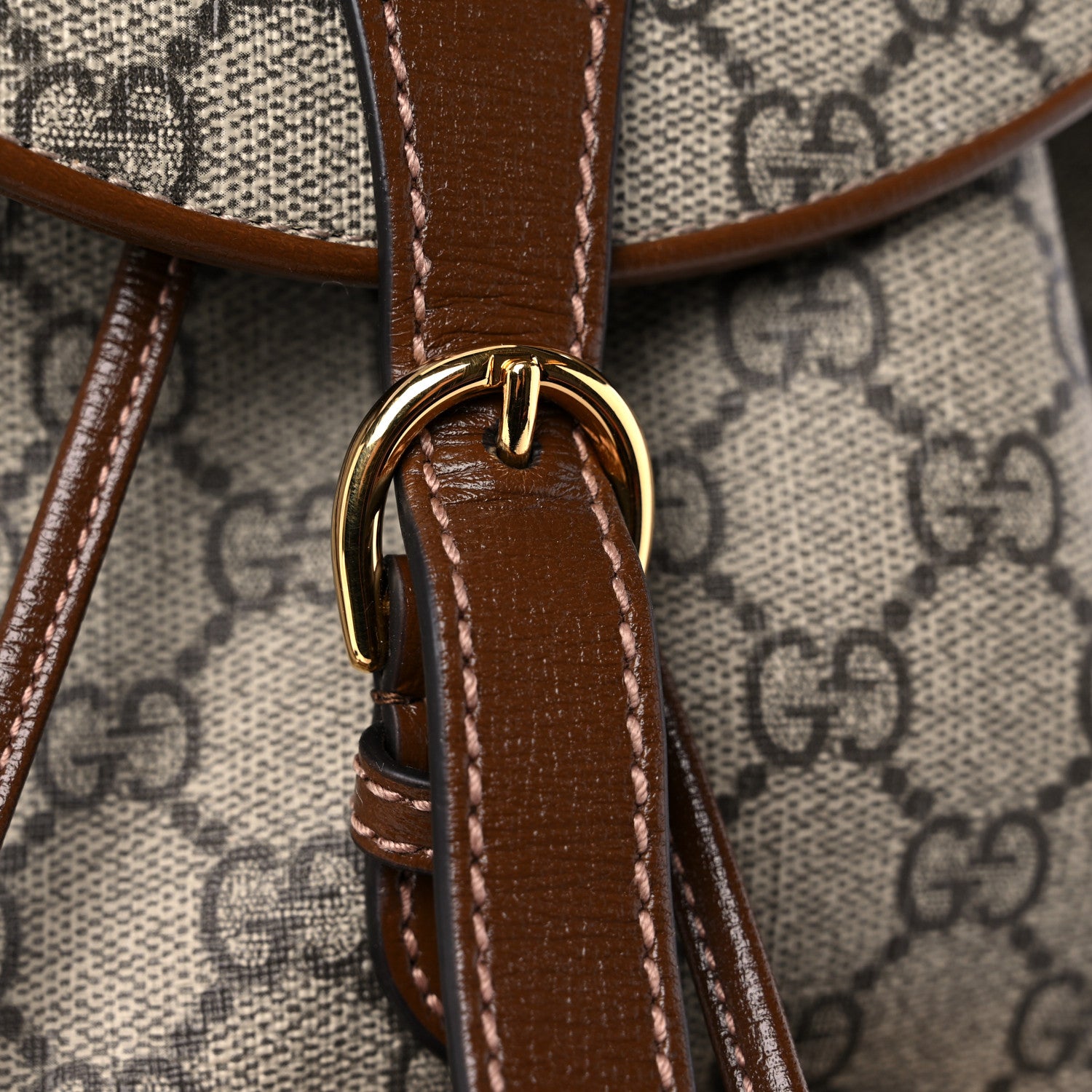 Gucci GG Supreme Monogram Calfskin Horsebit 1955 Single Buckle Backpack Beige Brown Sugar 10 of 10