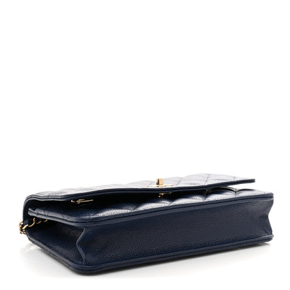 Chanel Caviar Quilted CC Turnlock Wallet On Chain WOC Navy Blue 4 of 11