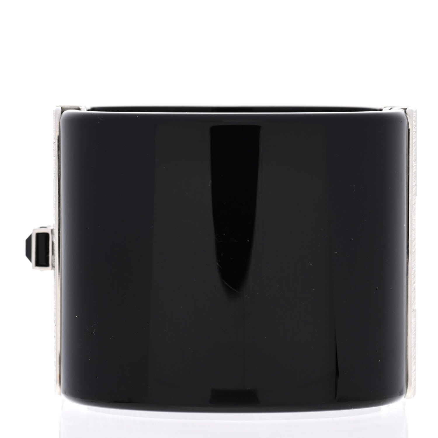 Chanel Resin Baguette Crystal CC Cuff Black 3 of 4