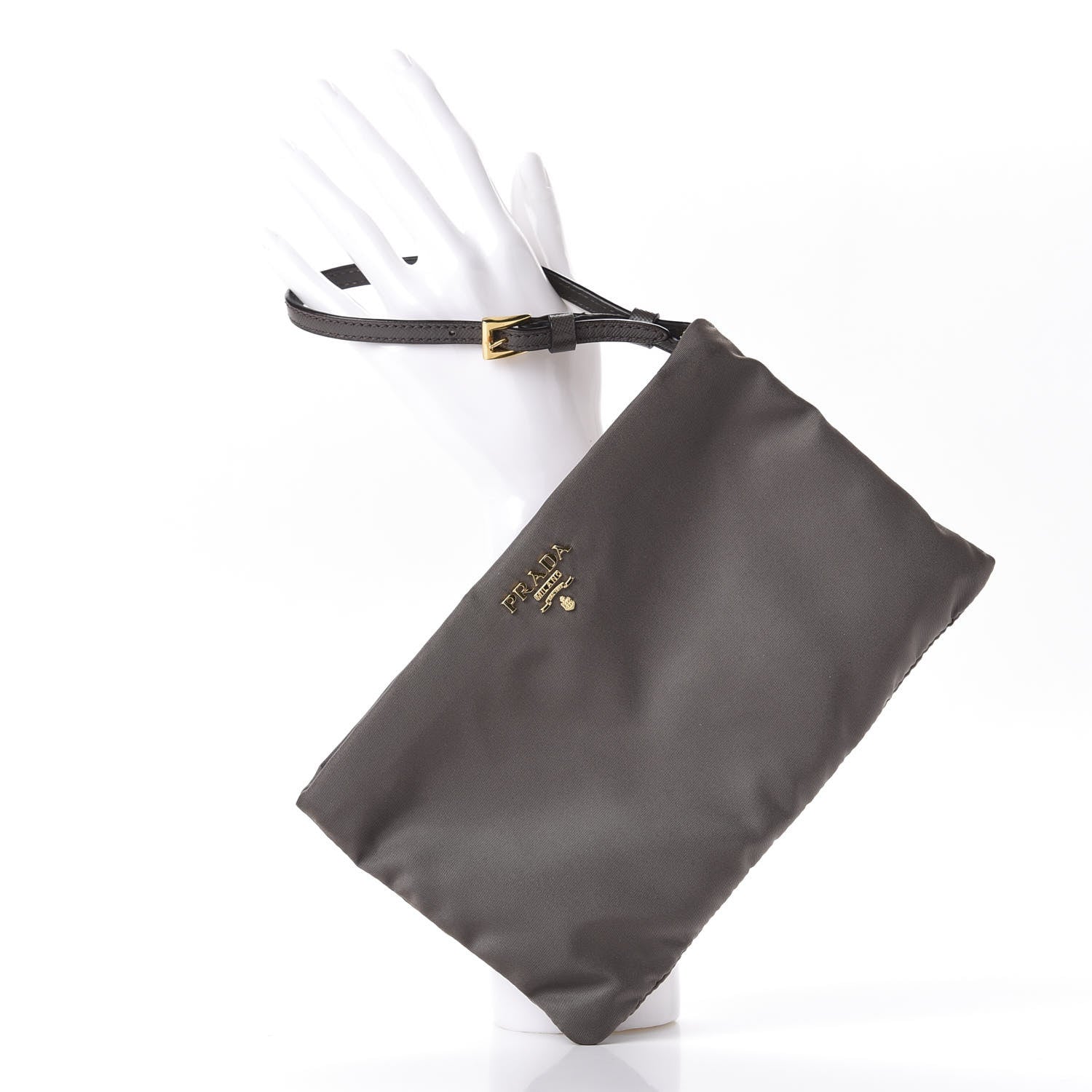 Prada Tessuto Nylon Saffiano Wristlet Fumo 3 of 15