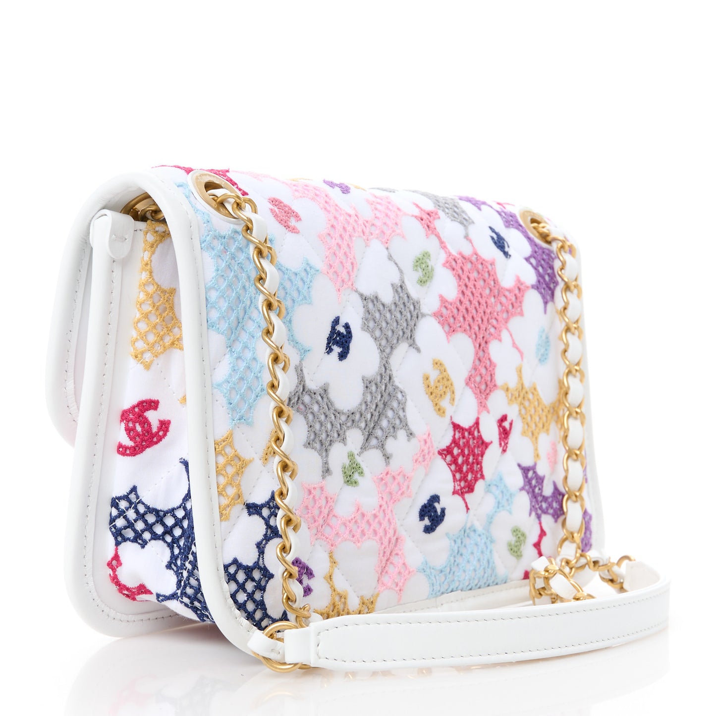 Lambskin Lace Patchwork Flap Bag Multicolor