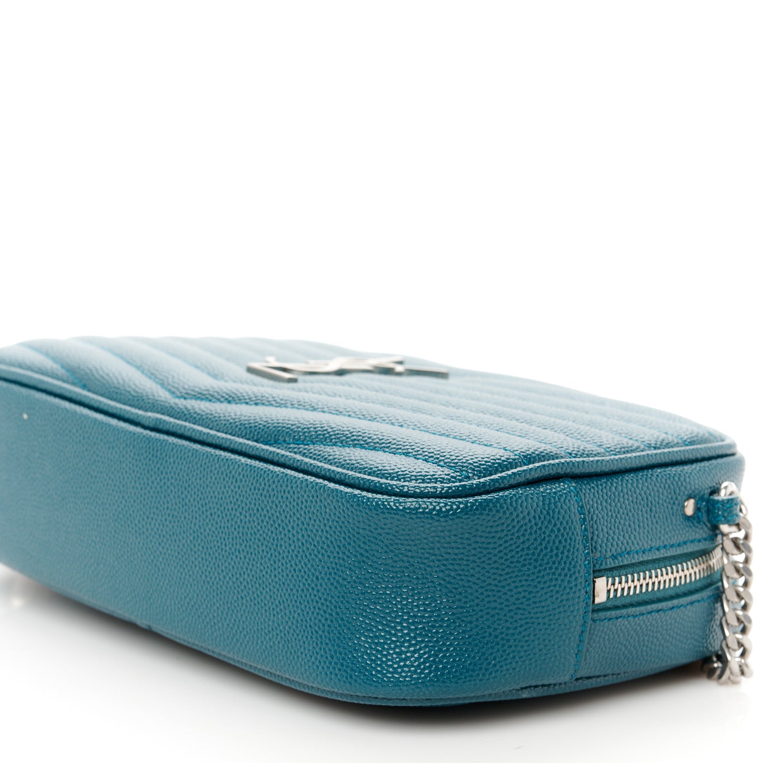 Saint Laurent Grain De Poudre Matelasse Monogram Mini Lou Camera Bag Petrol Green 10 of 11