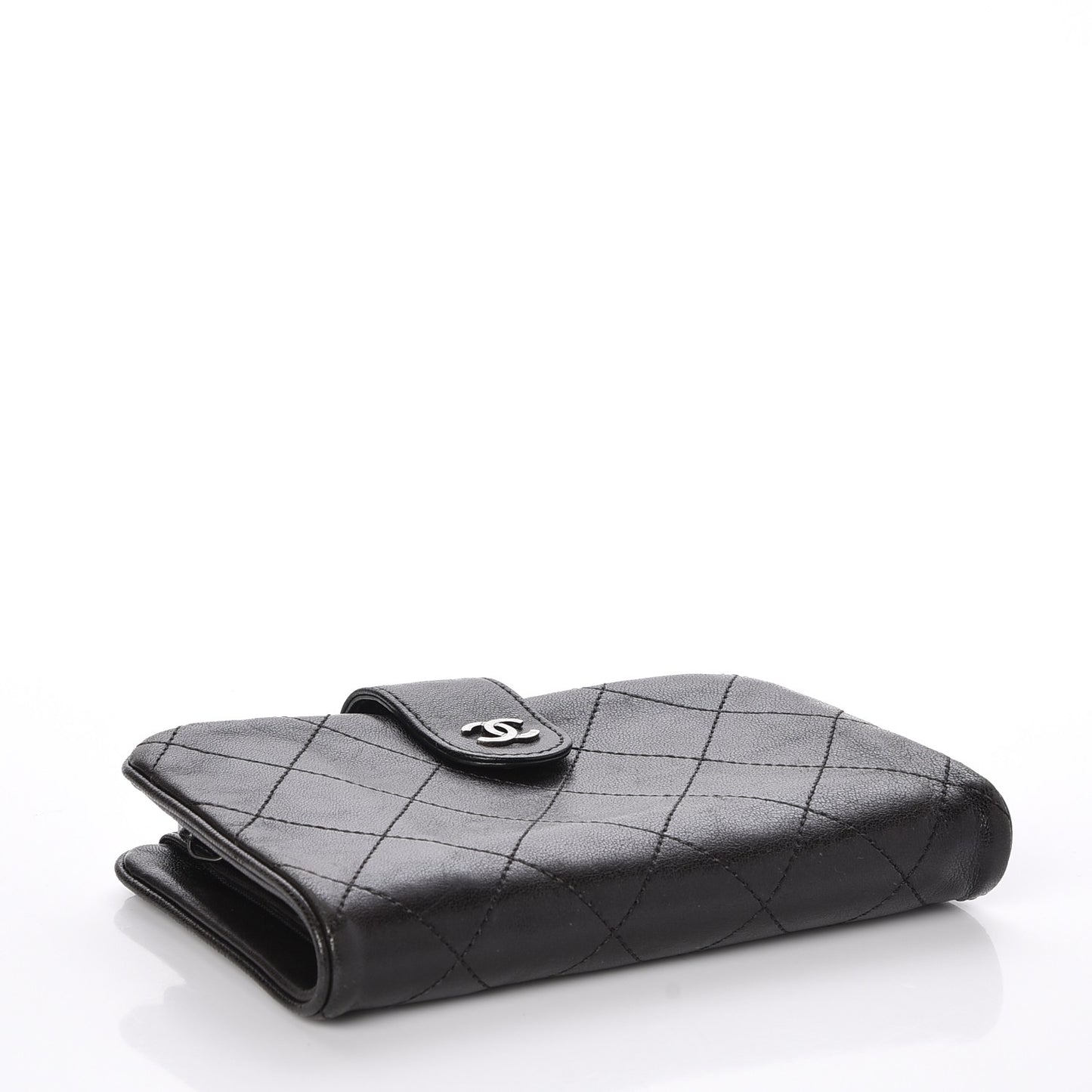 Lambskin Quilted Large Pocket Wallet Black