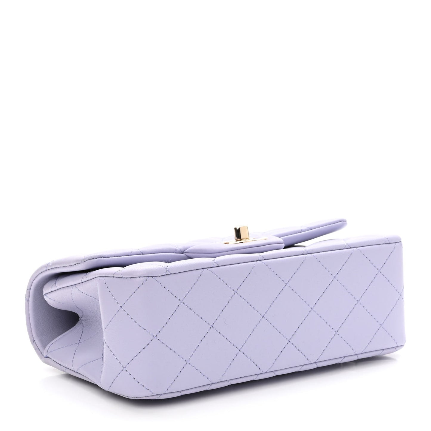 Lambskin Quilted Mini Top Handle Rectangular Flap Light Purple