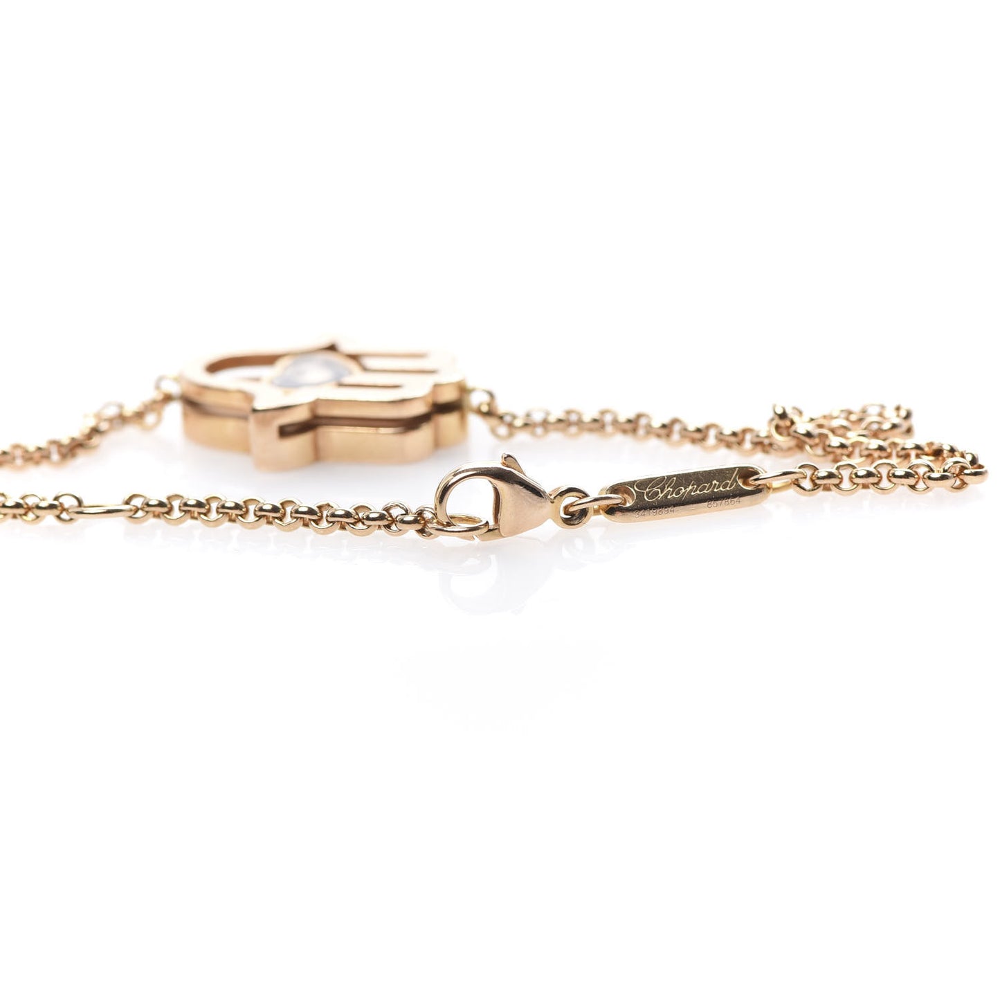 18K Rose Gold Diamond Happy Diamonds Good Luck Charm Hamsa Bracelet