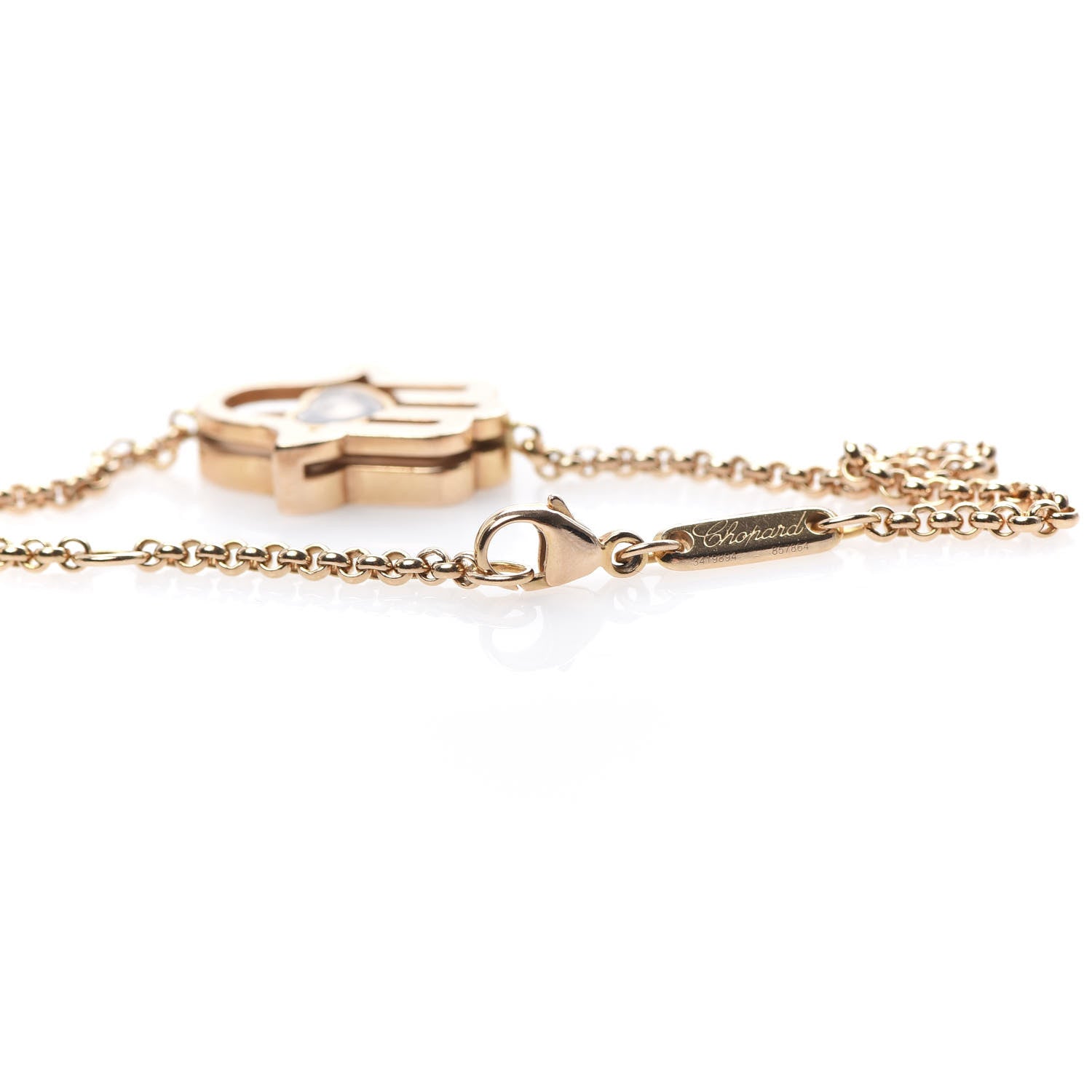 Chopard 18K Rose Gold Diamond Happy Diamonds Good Luck Charm Hamsa Bracelet 4 of 7