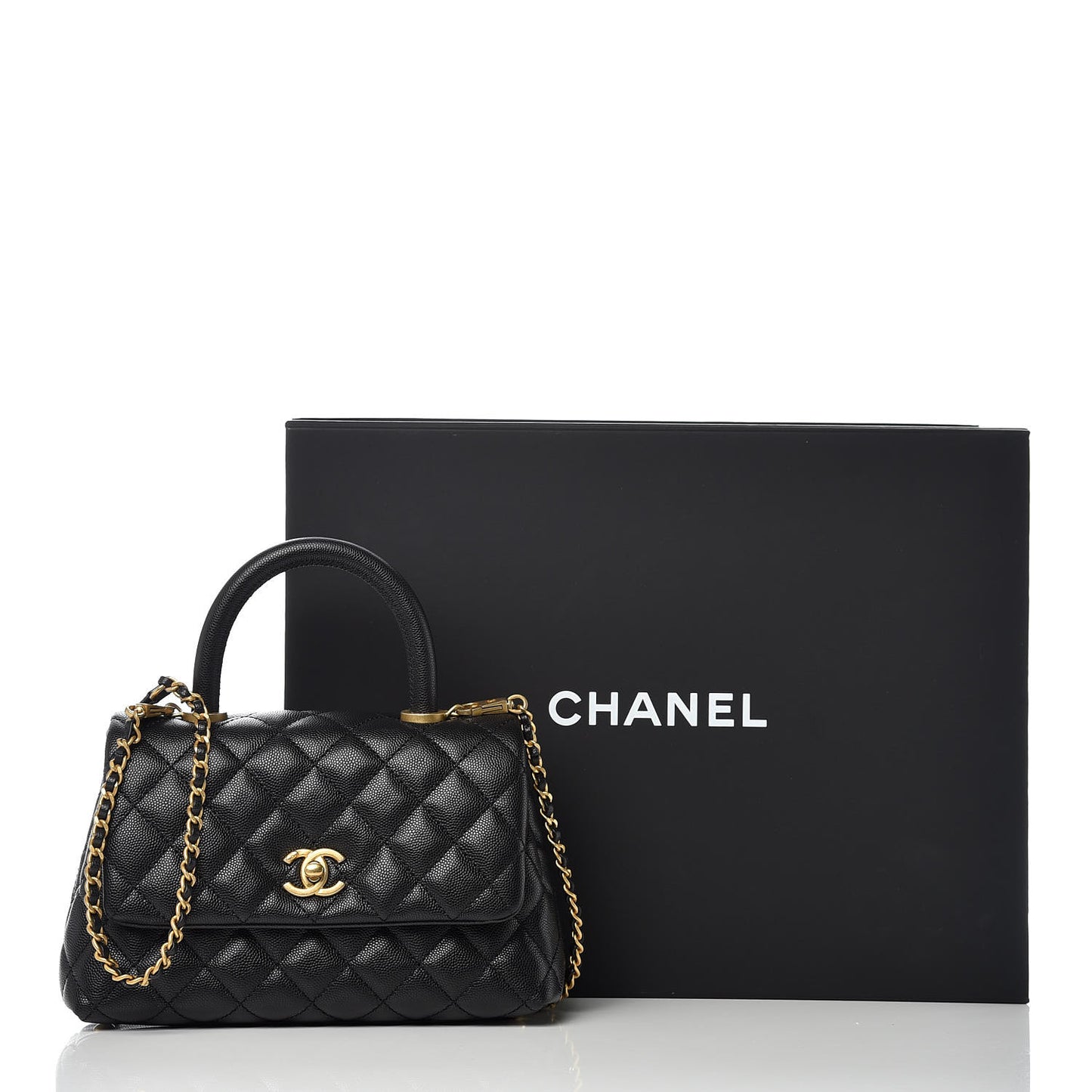 Caviar Quilted Mini Coco Handle Flap Black