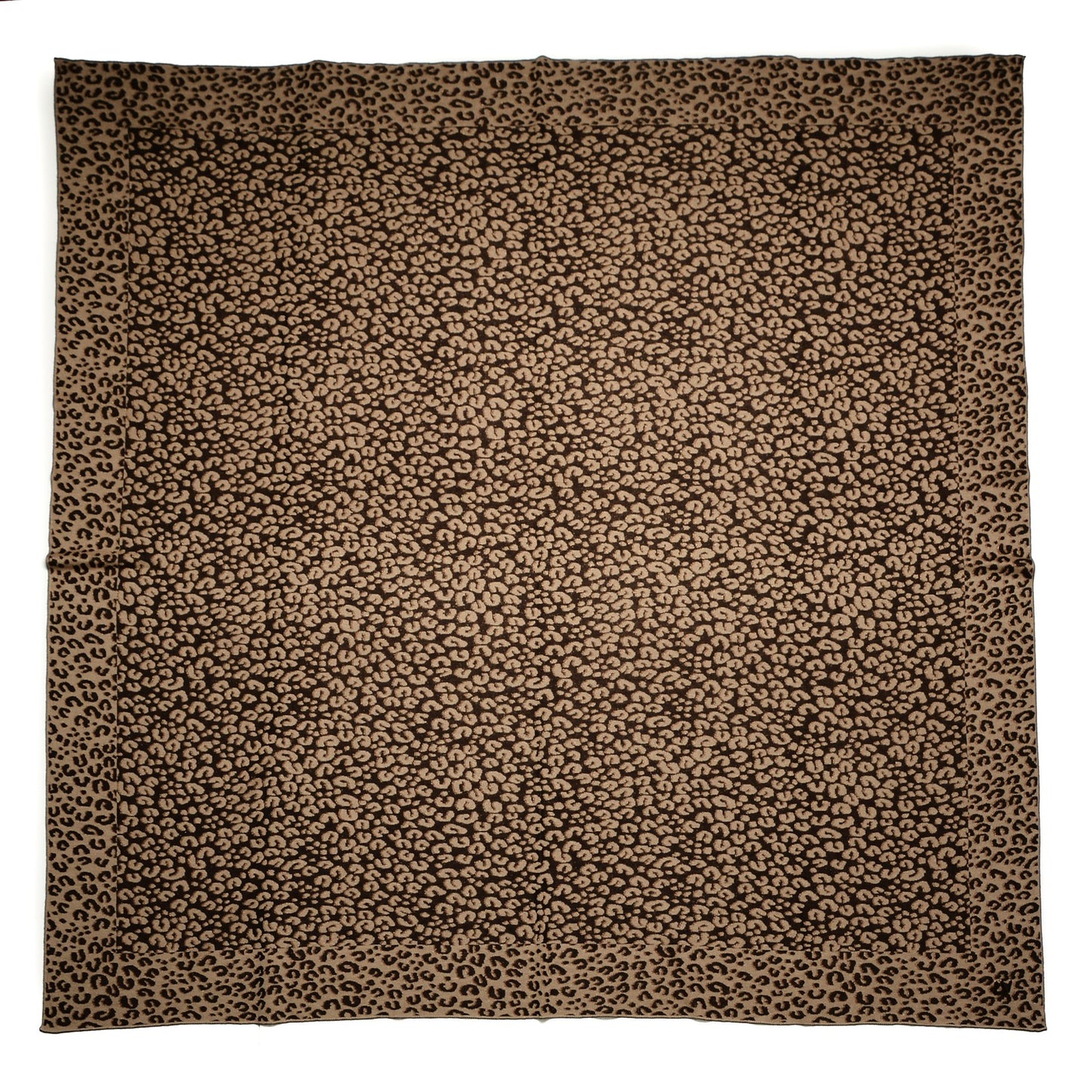 Cashmere Silk Carre Leopard Scarf Marron