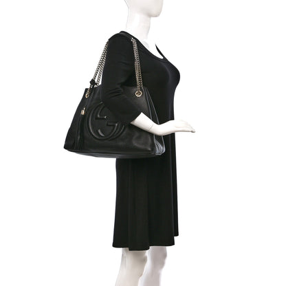 Gucci Pebbled Calfskin Medium Soho Chain Shoulder Bag Black 2 of 9