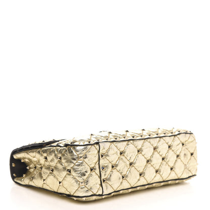 Valentino Garavani Metallic Wrinkled Lambskin Medium Rockstud Spike Shoulder Bag Mekong 4 of 10