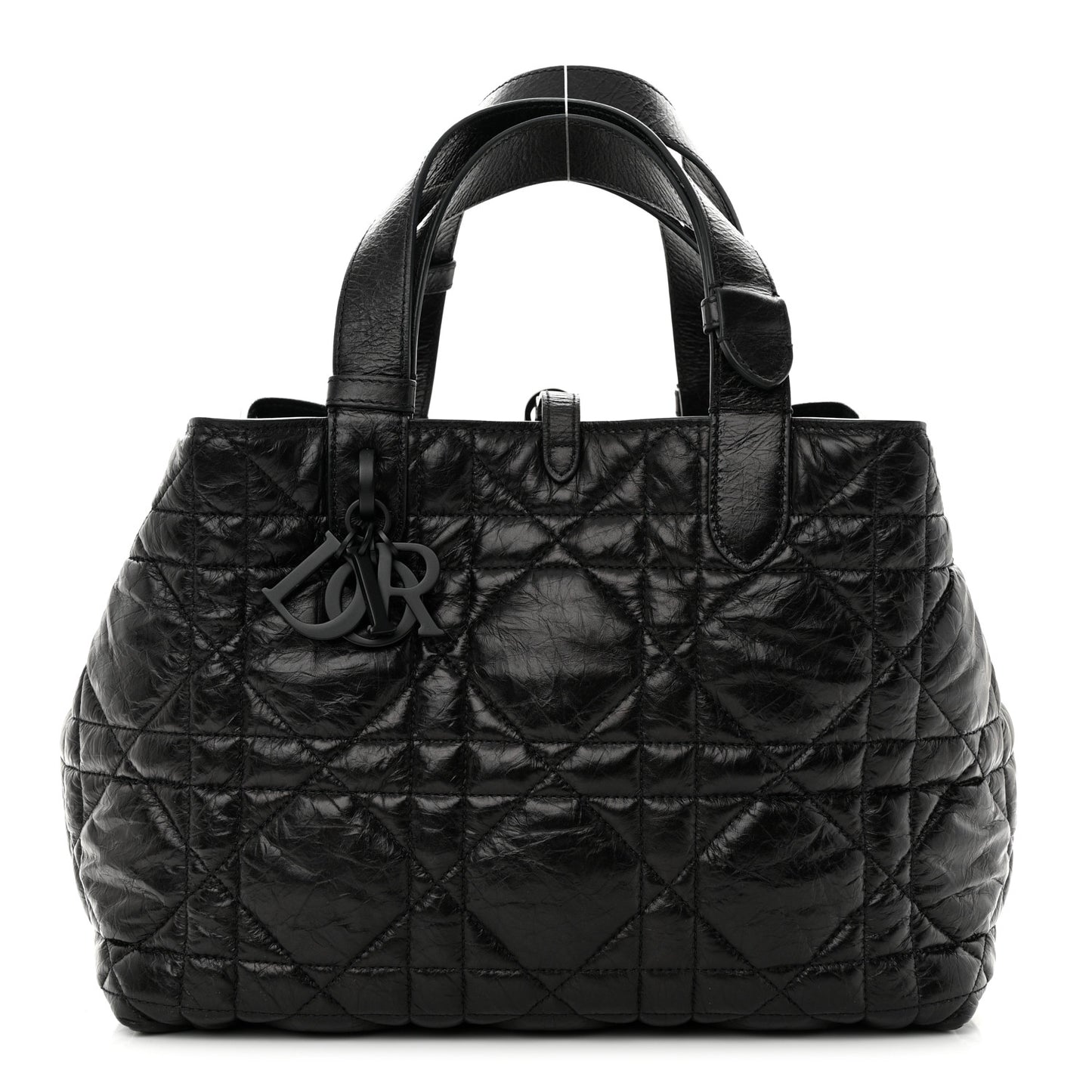 Crinkled Calfskin Macrocannage Small Toujours Black