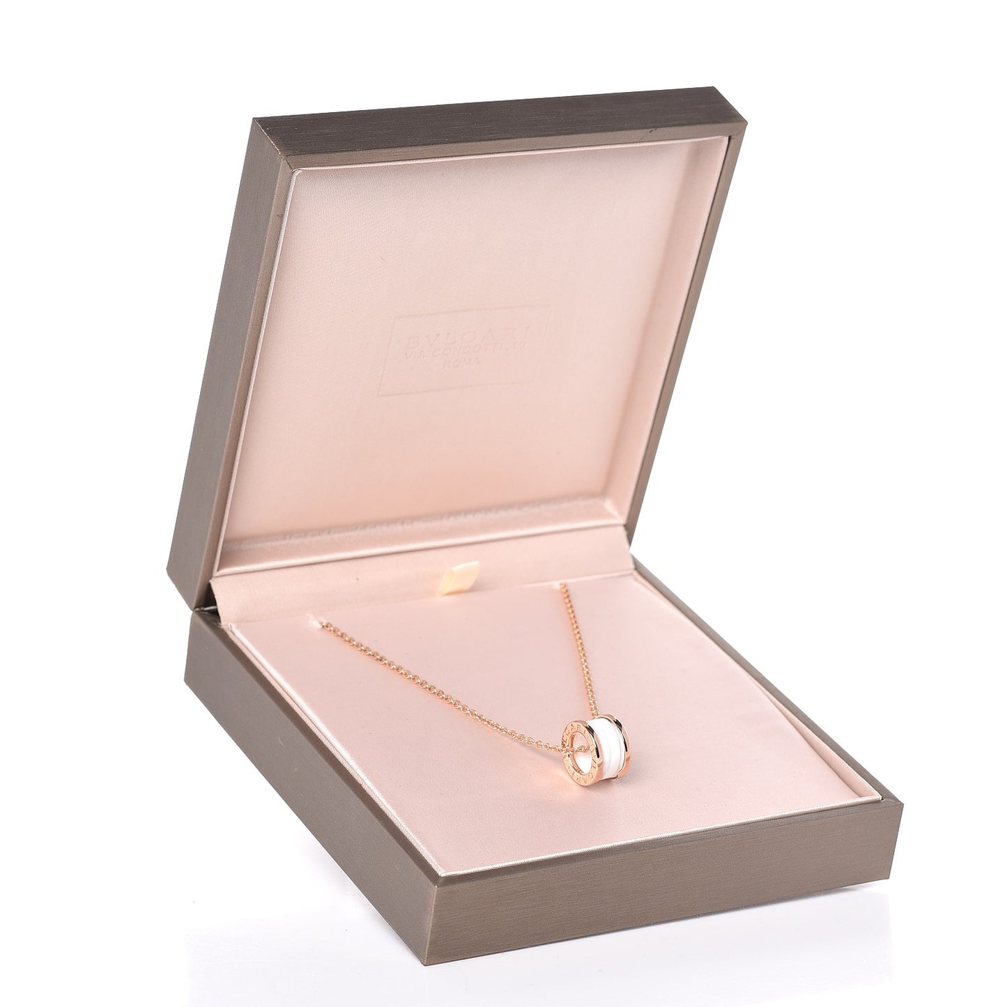 18K Rose Gold White Ceramic B.Zero1 Pendant Necklace