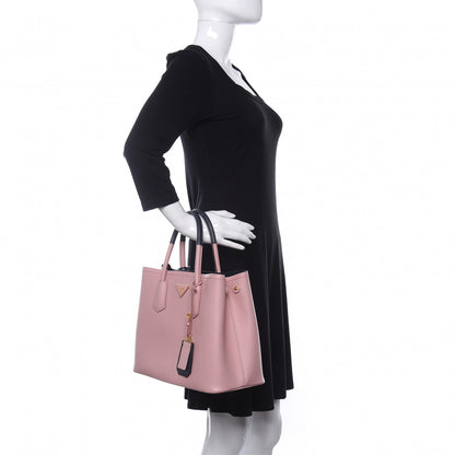 Prada Saffiano Cuir Medium Bi-Color Double Bag Pesco Baltico 2 of 10