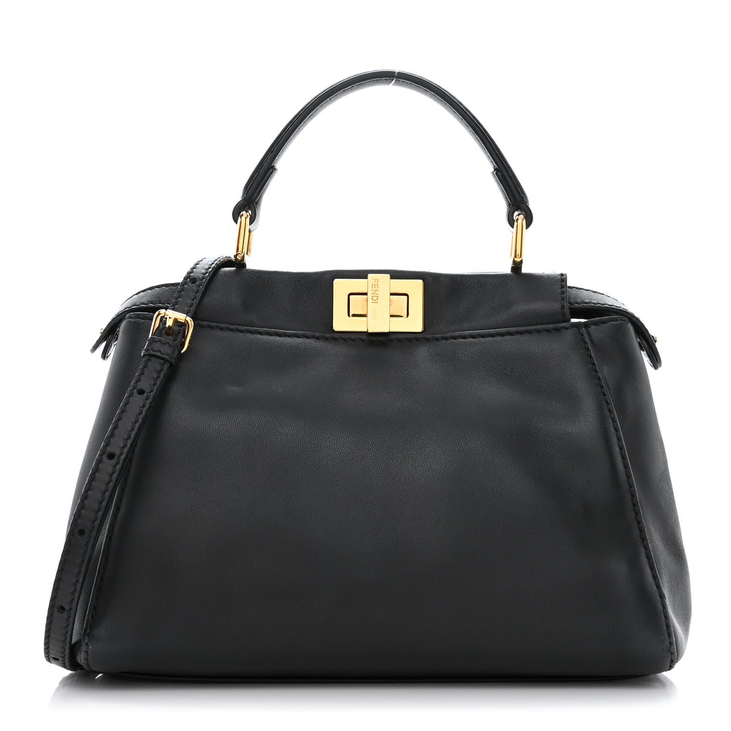 Fendi Nappa Mini Peekaboo Iconic Satchel Black 1 of 12