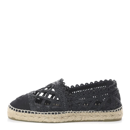 Chanel Woven Fabric Grosgrain CC Espadrilles 38 Black 1 of 7