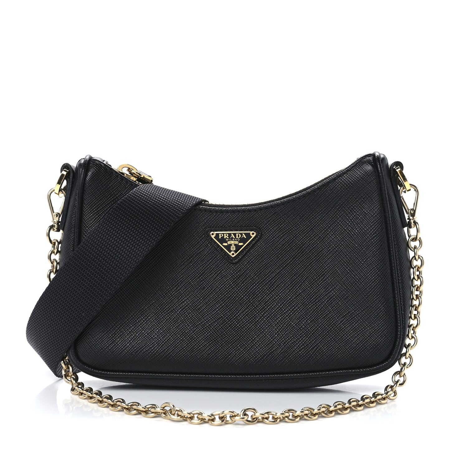 Saffiano Lux Mini Shoulder Bag Black