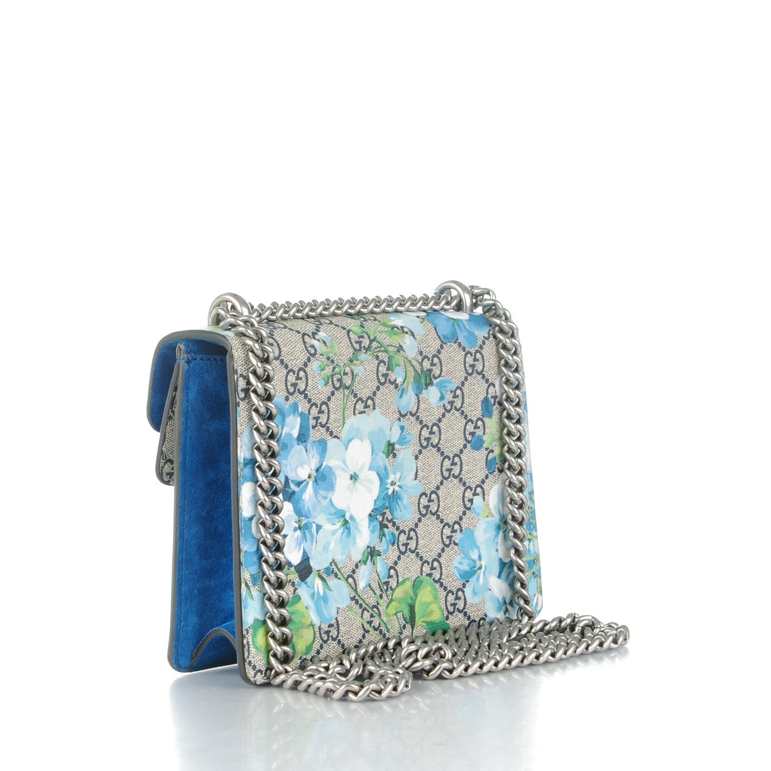 Gucci GG Supreme Monogram Blooms Mini Dionysus Shoulder Bag Beige Navy Vintage Blue 3 of 7