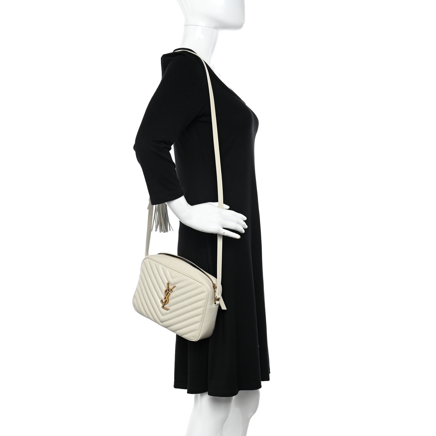 Saint Laurent Calfskin Matelasse Monogram Lou Camera Bag Crema Soft 2 of 11