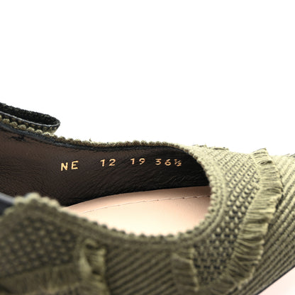 Christian Dior Canvas Ribbon Camouflage Embroidered J'Adior Slingback 65mm Pumps 36.5 Green 9 of 9