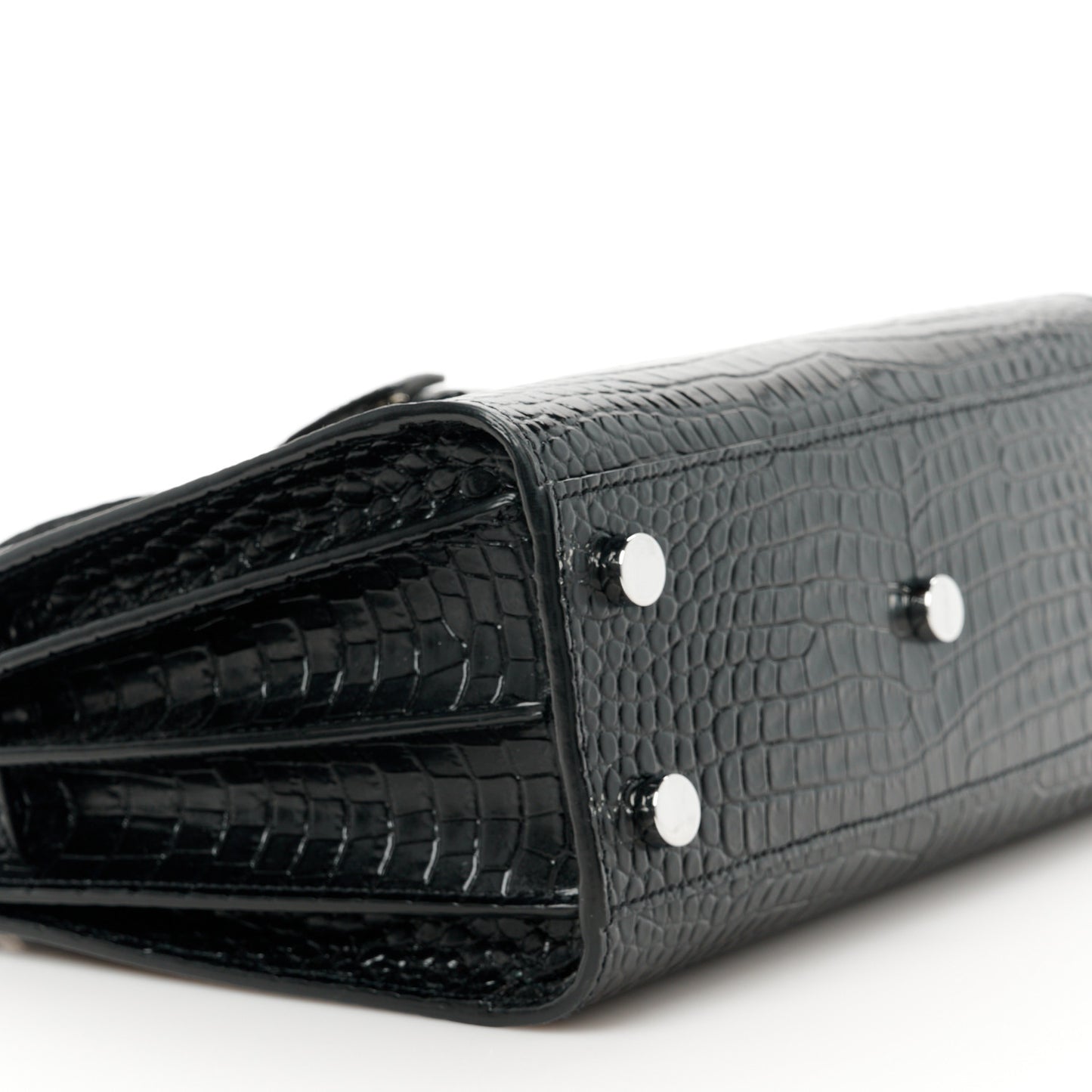 Calfskin Crocodile Embossed Nano Sac De Jour Black