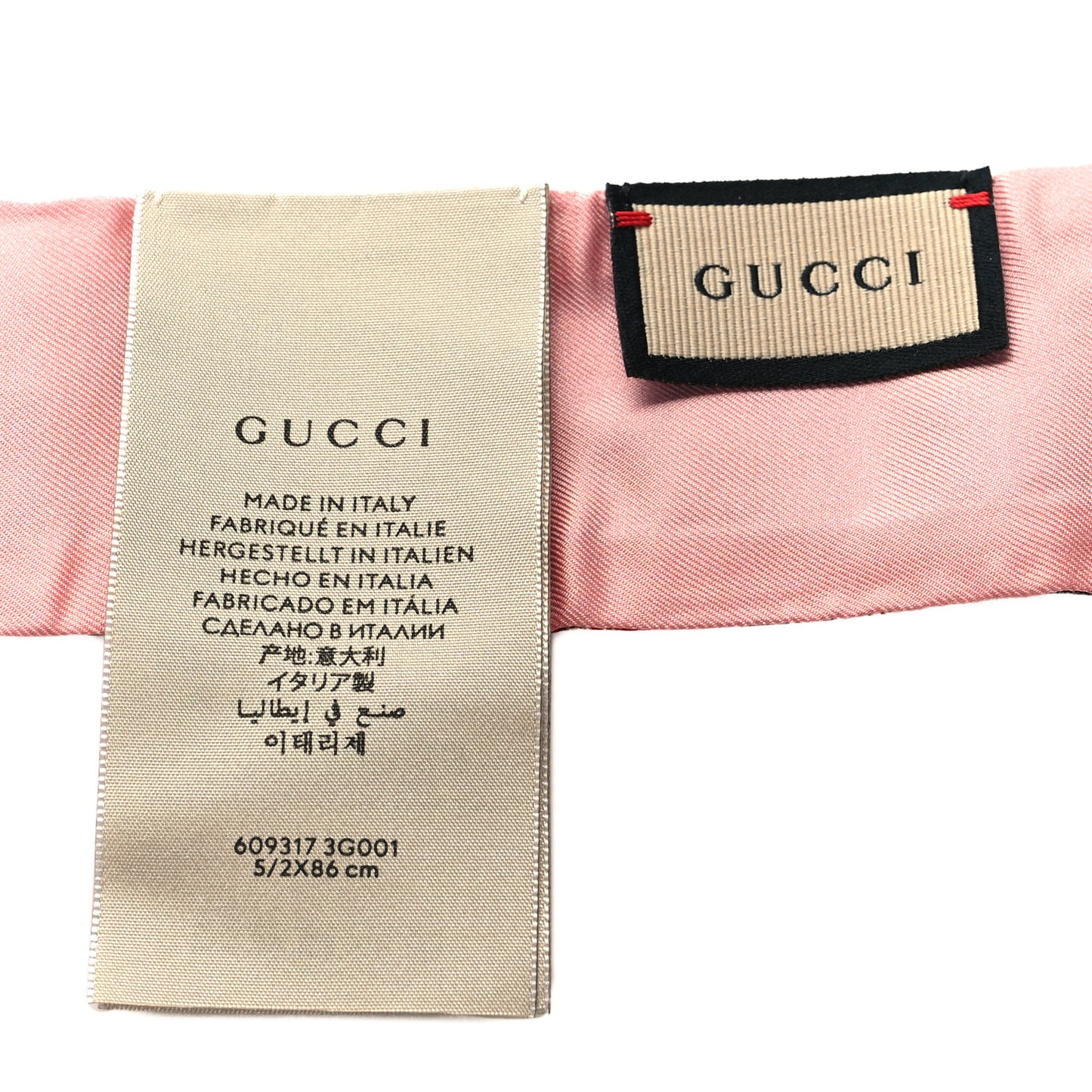 Silk Twill GG Monogram Special Flory Neck Bow Scarf Beige Pink