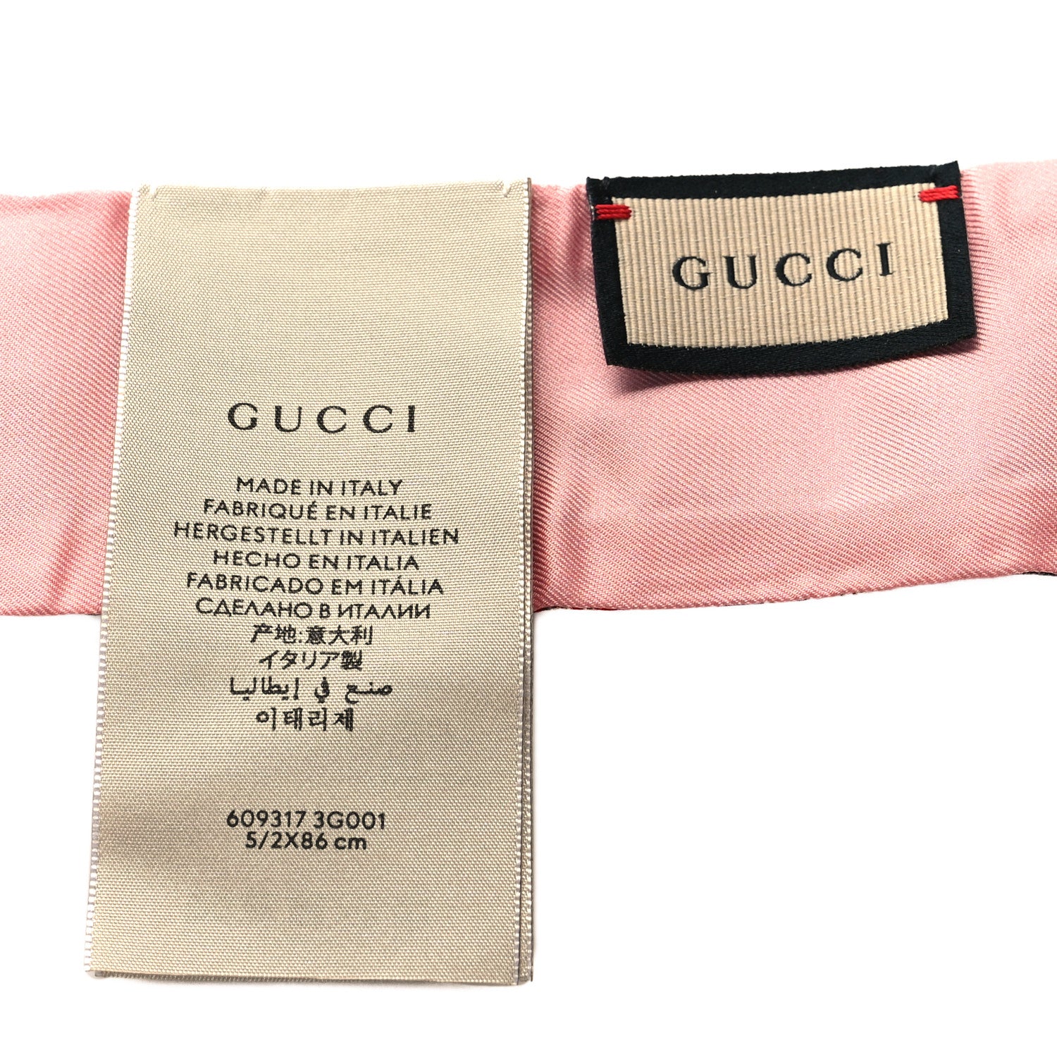 Gucci Silk Twill GG Monogram Special Flory Neck Bow Scarf Beige Pink 3 of 3