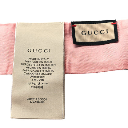 Gucci Silk Twill GG Monogram Special Flory Neck Bow Scarf Beige Pink 3 of 3