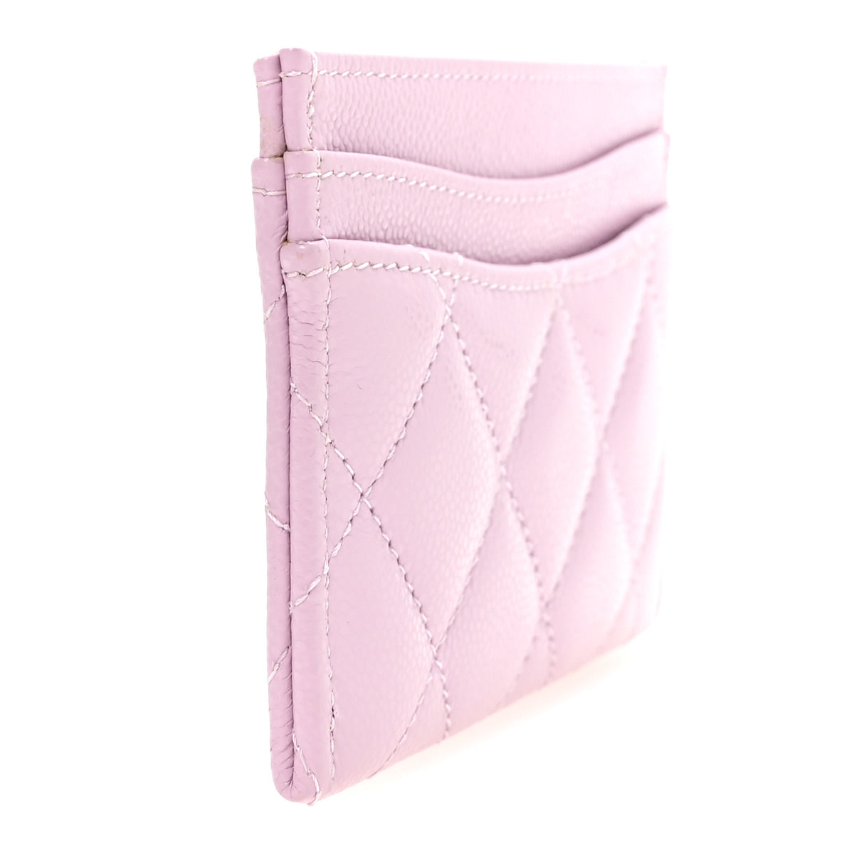 Caviar Quilted Card Holder Wallet Light Purple
