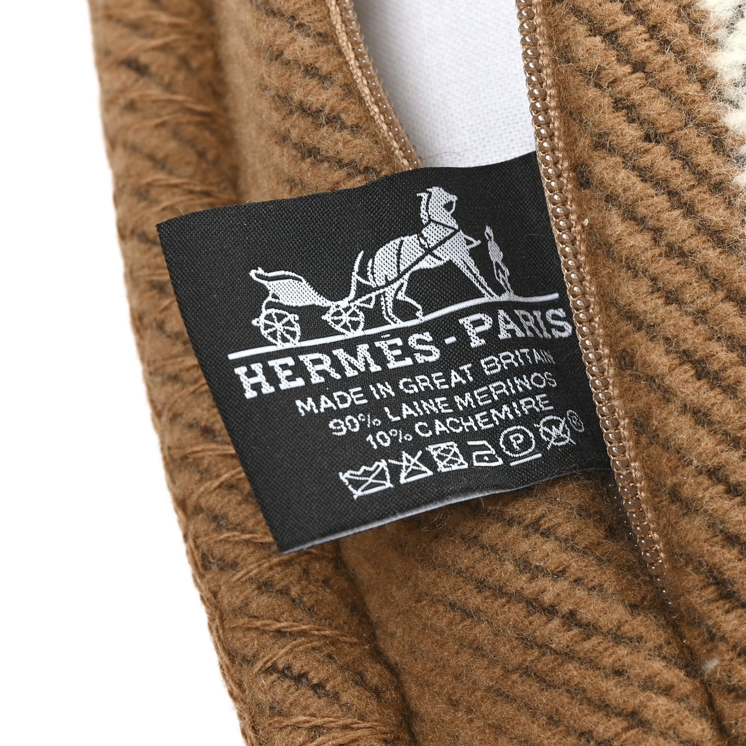 HERMES エルメス ブランデンブルク エコルセ クッション Hermes Wool Cashmere Avalon Pillow PM Ecru Camel 1861329
