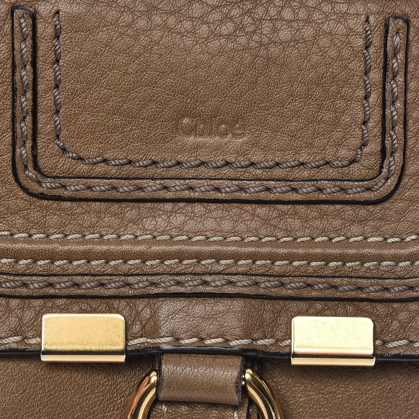 Grained Calfskin Marcie Square Wallet Nut