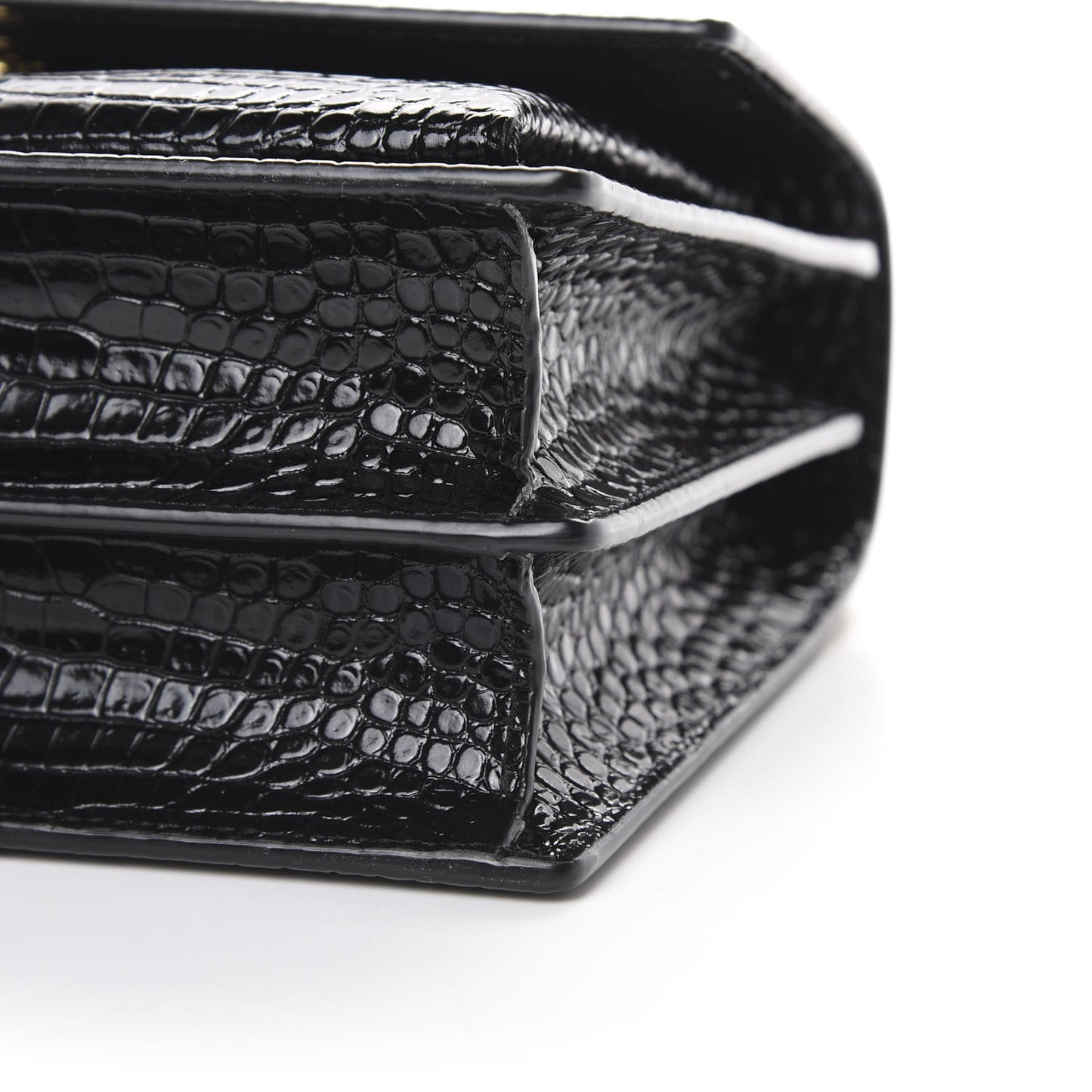 Calfskin Crocodile Embossed Medium Monogram Sunset Black